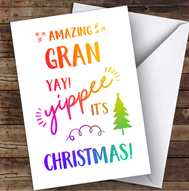 Amazing Gran Yay Yippee It's Christmas Personalised Christmas Card