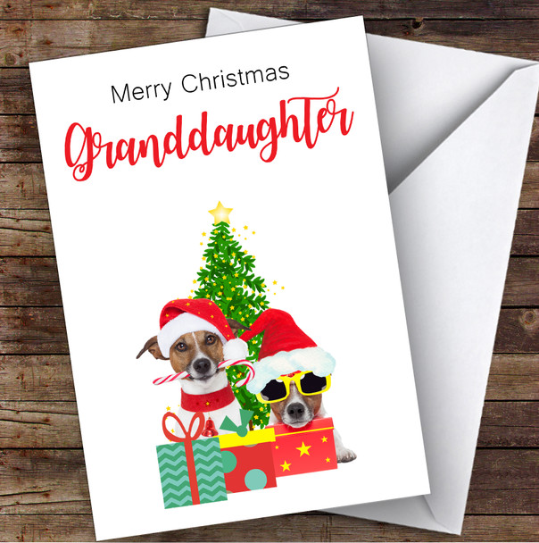 Granddaughter Christmas Party Dogs Personalised Christmas Card