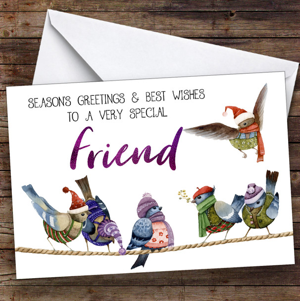 Cute Birds Very Special Friend Personalised Christmas Card