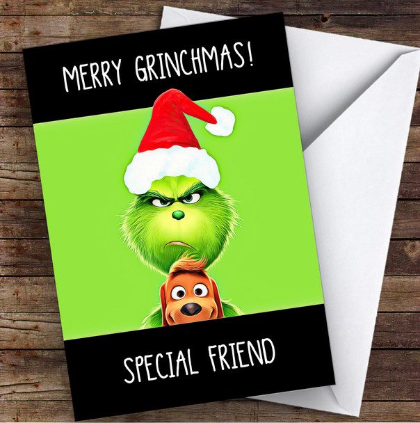 Special Friend Merry Grinchmas Personalised Christmas Card