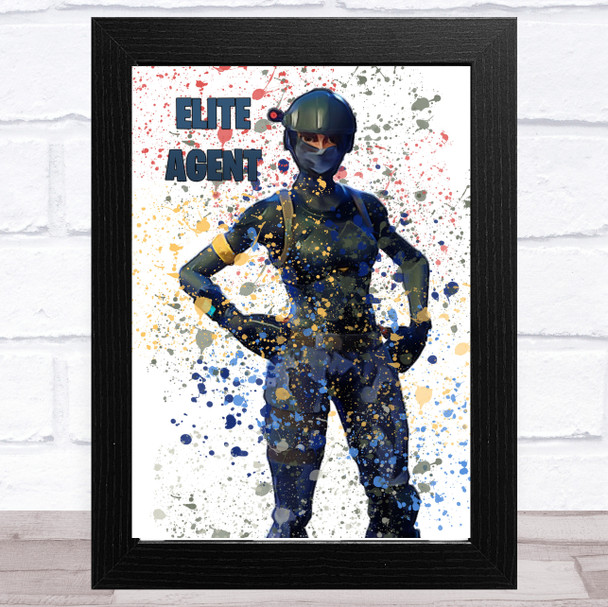 Splatter Art Gaming Fortnite Elite Agent Kid's Room Children's Wall Art Print