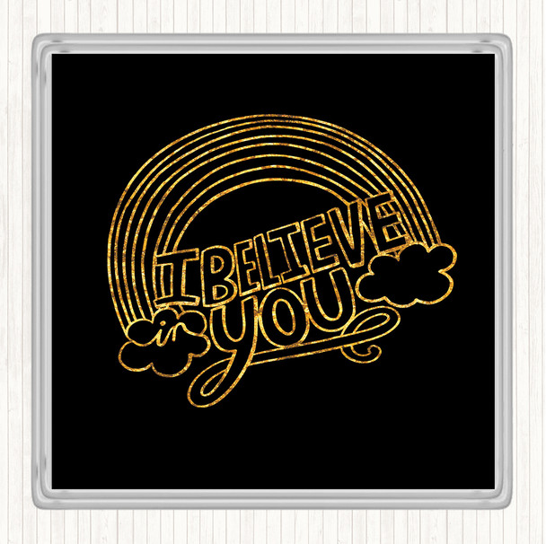 Black Gold I Believe Unicorn Quote Coaster Black Gold I Believe Unicorn Quote Coaster