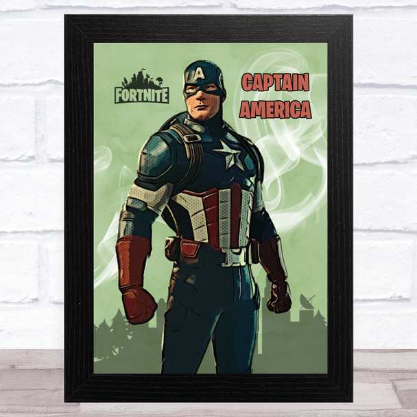 Captain America Gaming Comic Style Kids Fortnite Skin Children's Wall Art Print