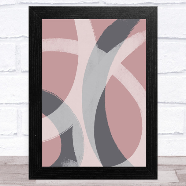 Grey & Taupe Pink Dusky Abstract Strokes Style 4 Wall Art Print