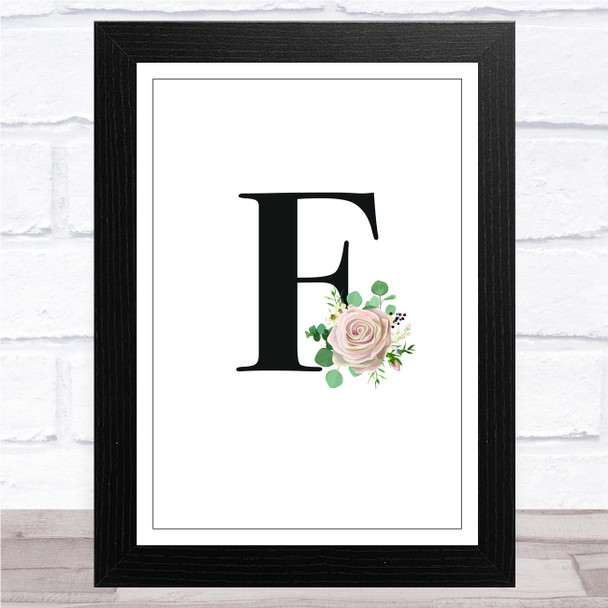 Initial Letter F With Flowers Wall Art Print
