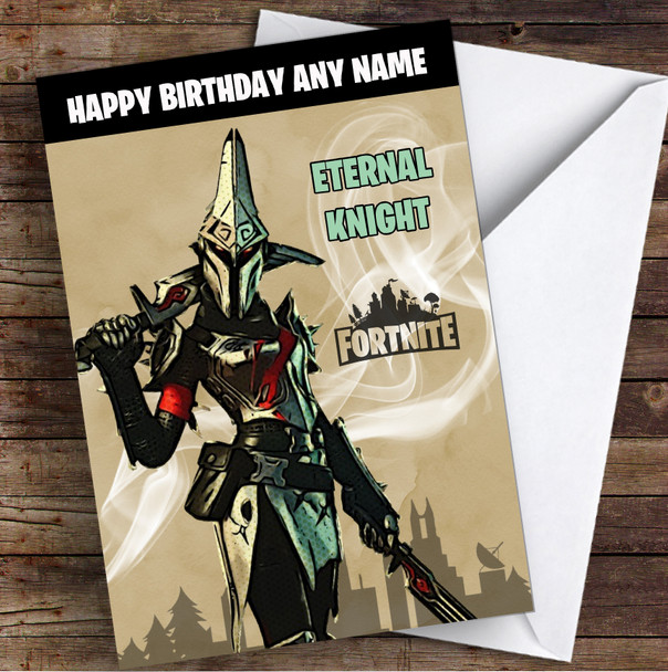 Eternal Knight Gaming Comic Style Kids Fortnite Skin Children's Personalised Birthday Card