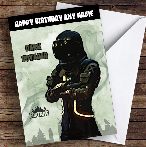 Dark Voyager Gaming Comic Style Kids Fortnite Skin Children's Personalised Birthday Card