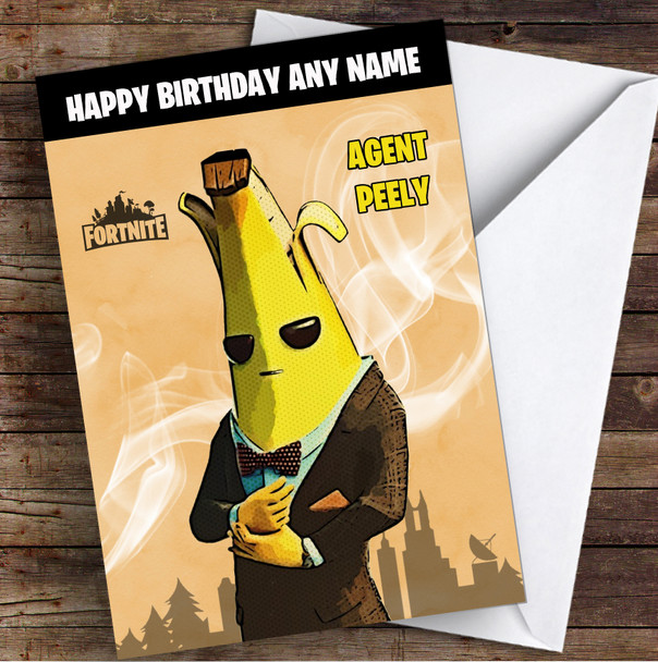Agent Peely Gaming Comic Style Kids Fortnite Skin Children's Personalised Birthday Card