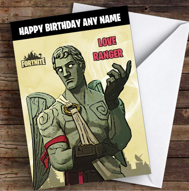 Love Ranger Gaming Comic Style Kids Fortnite Skin Children's Personalised Birthday Card