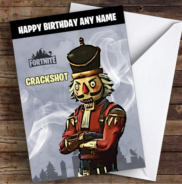 Crackshot Gaming Comic Style Kids Fortnite Skin Children's Personalised Birthday Card