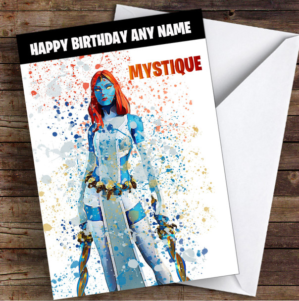 Splatter Art Gaming Fortnite Mystique Kid's Children's Personalised Birthday Card
