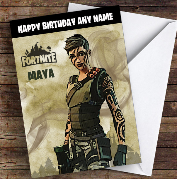Maya Gaming Comic Style Kids Fortnite Skin Children's Personalised Birthday Card