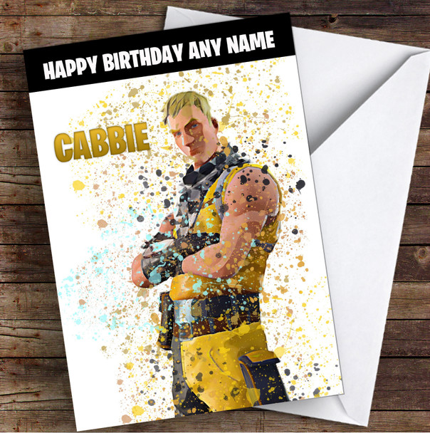 Splatter Art Gaming Fortnite Cabbie Kid's Children's Personalised Birthday Card
