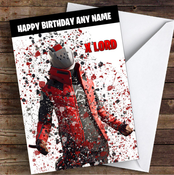 Splatter Art Gaming Fortnite X Lord Kid's Children's Personalised Birthday Card