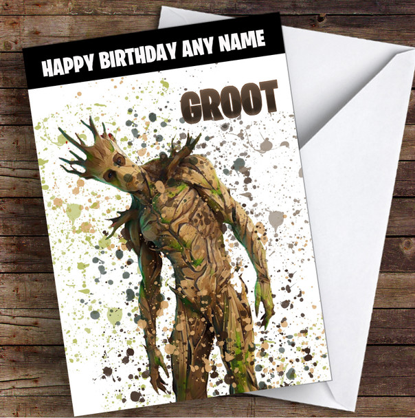 Splatter Art Gaming Fortnite Groot Kid's Children's Personalised Birthday Card