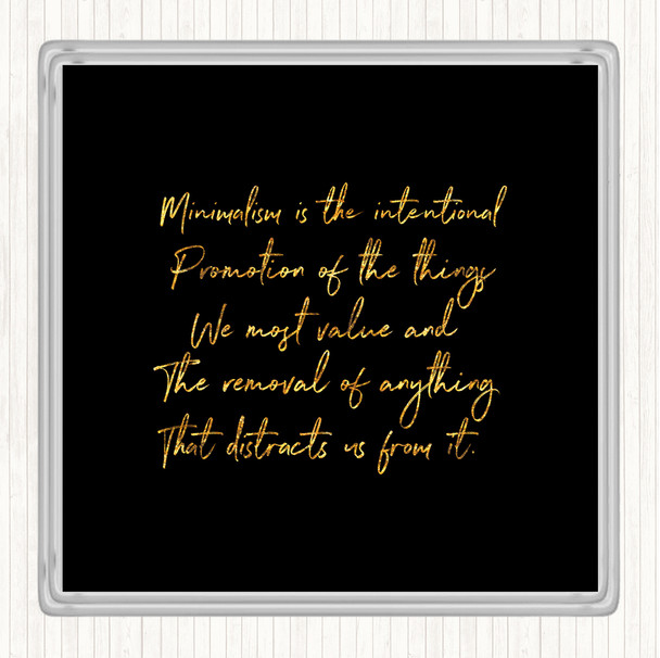 Black Gold Minimalism Quote Coaster