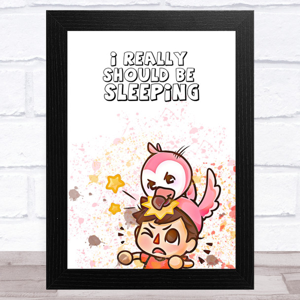 Flamingo Youtuber I Really Should Be Sleeping Splatter Art Kids Wall Art Print