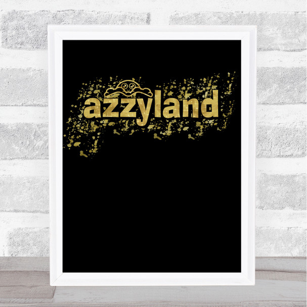 Azzyland YouTuber Smiley Face Gold Sparkles Splatter Art Kids Wall Art Print