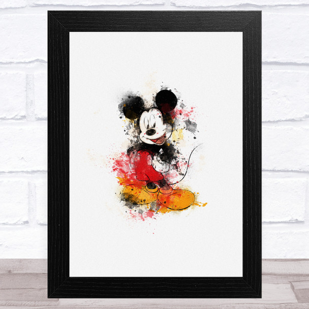 Disney Mickey Mouse Watercolour Splatter Style Children's Kids Wall Art Print