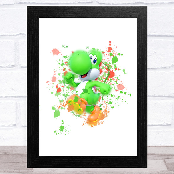 Yoshi Super Mario Bros Splatter Art Children's Kids Wall Art Print