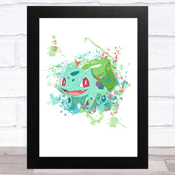 Bulbasaur Pokémon Splatter Art Children's Kids Wall Art Print