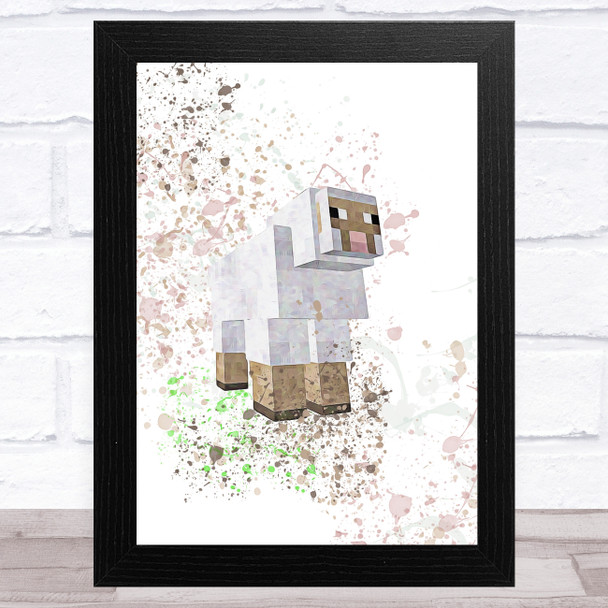 Minecraft Sheep Splatter Art Children's Kids Wall Art Print