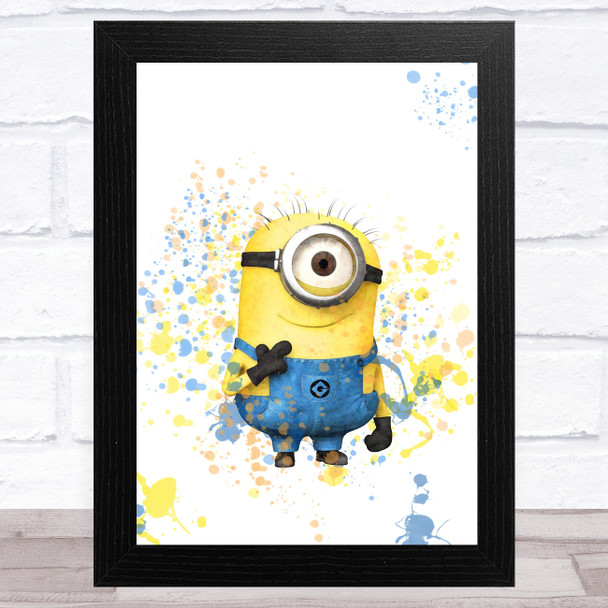 Minions Stuart Splatter Art Children's Kids Wall Art Print