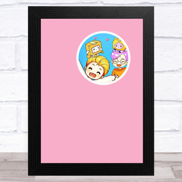 Lankybox Justin & Adam Pink Children's Kids Wall Art Print