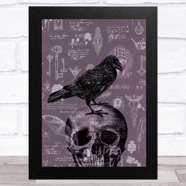 Skull With Raven Gothic Purple Alchemy Magic Home Wall Art Print