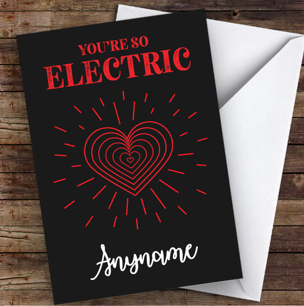 Retro Style & Red Heart You're So Electric Personalised Valentine's Day Card