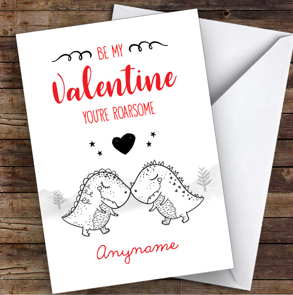 Your Roarsome Cutesy Dinosaurs In Love Personalised Valentine's Day Card