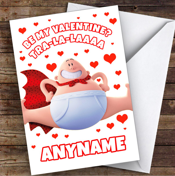 Captain Underpants Be Mine Valentine Personalised Valentine's Day Card