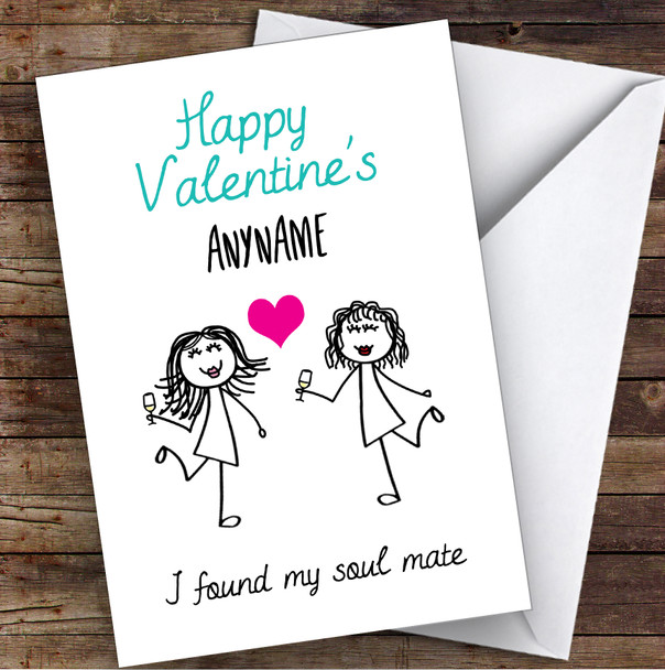 So Glad I Found My Lesbian Soul Mate Personalised Valentine's Day Card