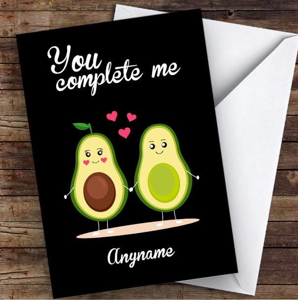 Cute Avocados You Complete Me Personalised Valentine's Day Card