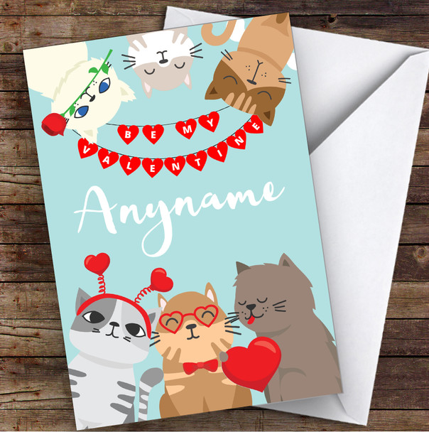Cats & Bunting Personalised Personalised Valentine's Day Card