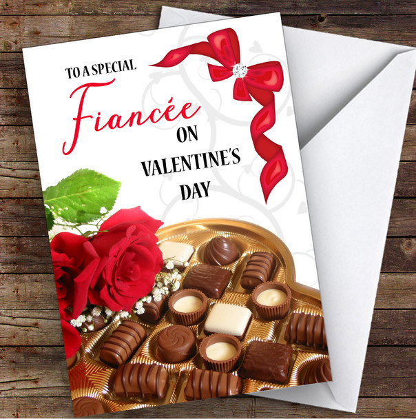 Roses & Chocolates FiancÃ©e Personalised Valentine's Day Card