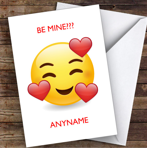 Love Heart Emoji Be Mine Personalised Valentine's Day Card