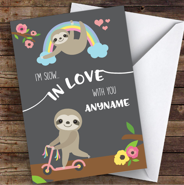 Cute Sloths Slow In Love Personalised Valentine's Day Card