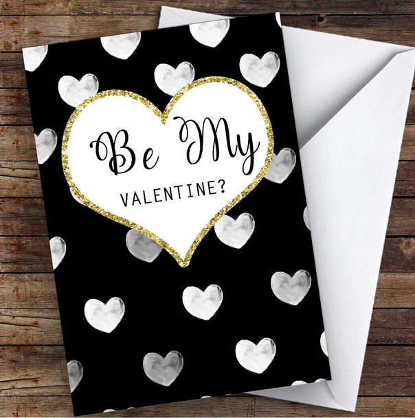 Black & White Hearts Personalised Valentine's Day Card