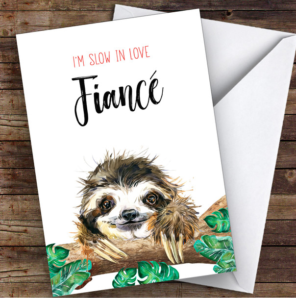 Cute Sloth Fiancé Personalised Valentine's Day Card