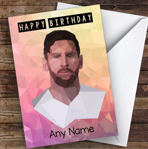 Lionel Messi Polygon Pink Celebrity Personalised Birthday Card