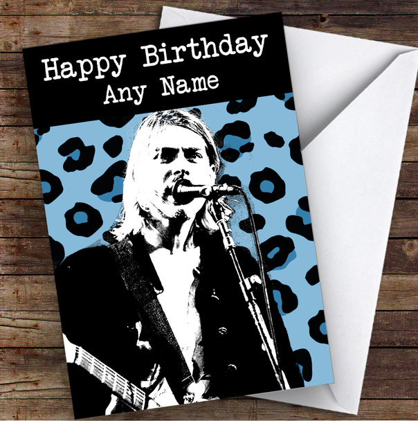Kurt Cobain Nirvana Blue Celebrity Personalised Birthday Card