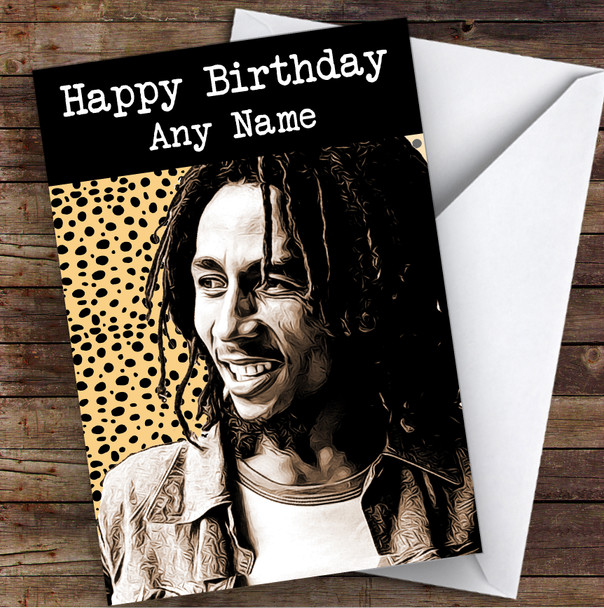 Bob Marley Animal Print Celebrity Personalised Birthday Card