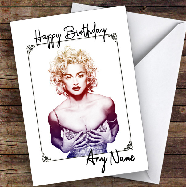 Madonna Autograph Style Celebrity Personalised Birthday Card