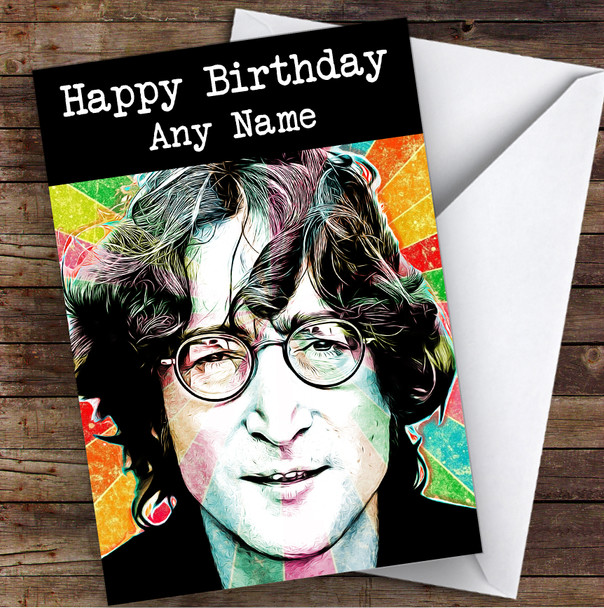 John Lennon Retro Celebrity Personalised Birthday Card