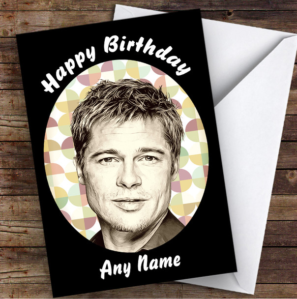 Vintage Brad Pitt Celebrity Personalised Birthday Card