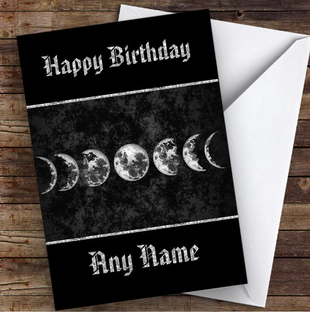 Moon Phases Wall Art Gothic Personalised Birthday Card