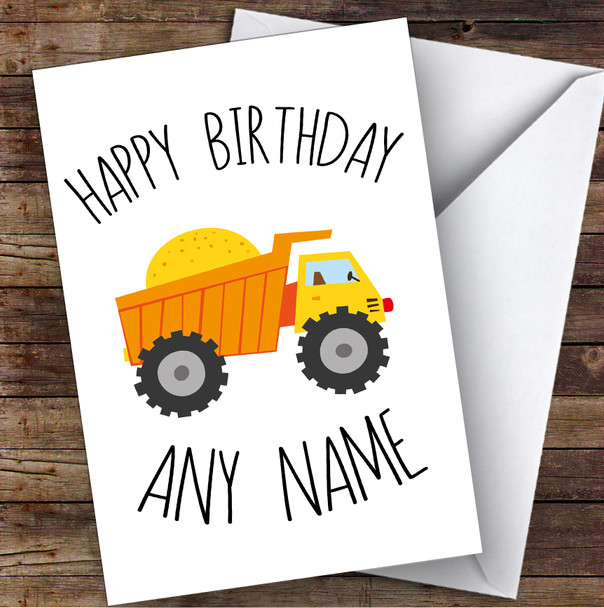 Construction Dumper Truck Lorry Children's Kids Personalised Birthday Card