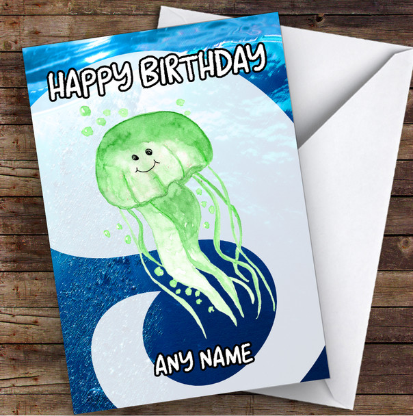 Watercolour Sealife Jellyfish Children's Kids Personalised Birthday Card