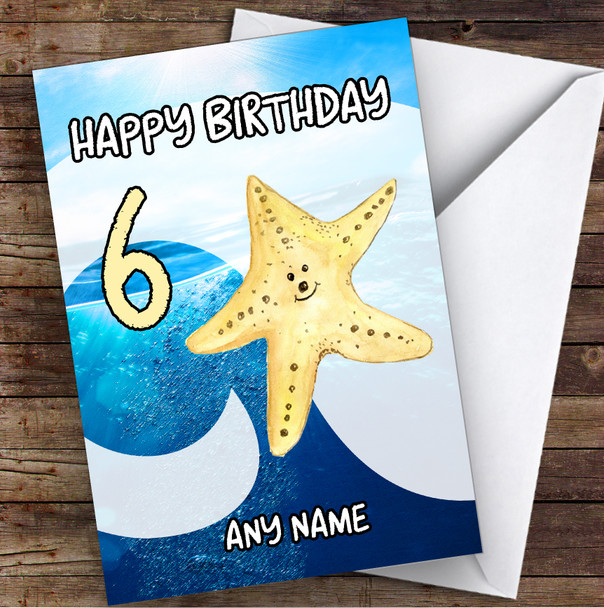 Watercolour Sealife Starfish Children's Kids Personalised Birthday Card